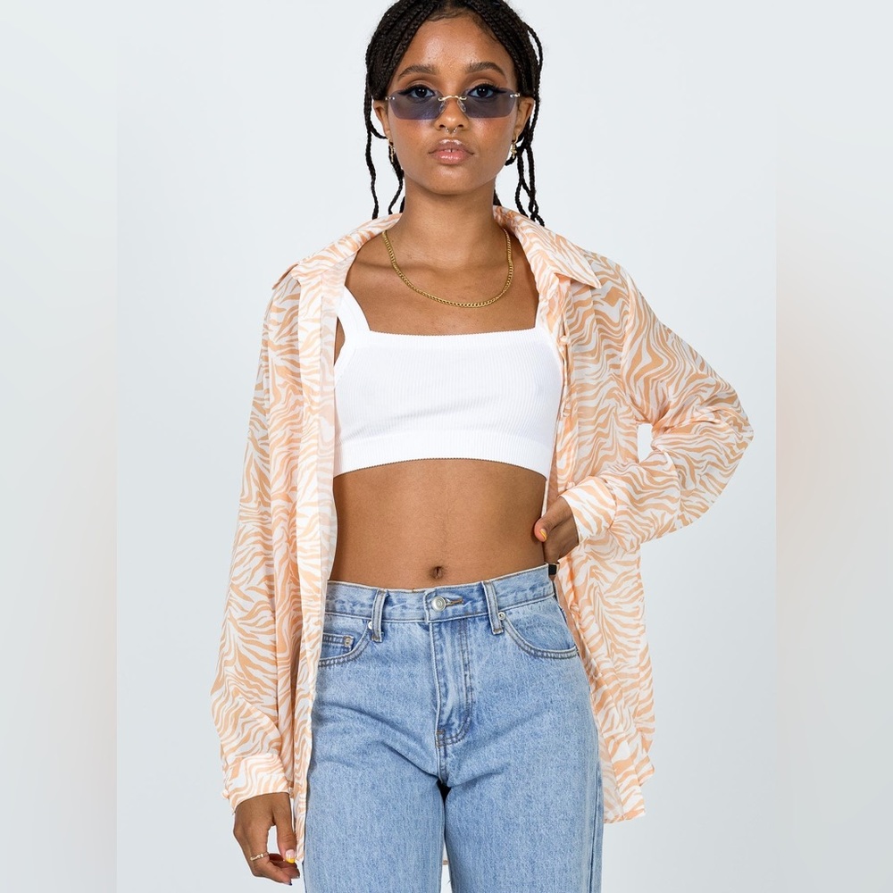Princess Polly Peach Zebra Long Sleeve Top